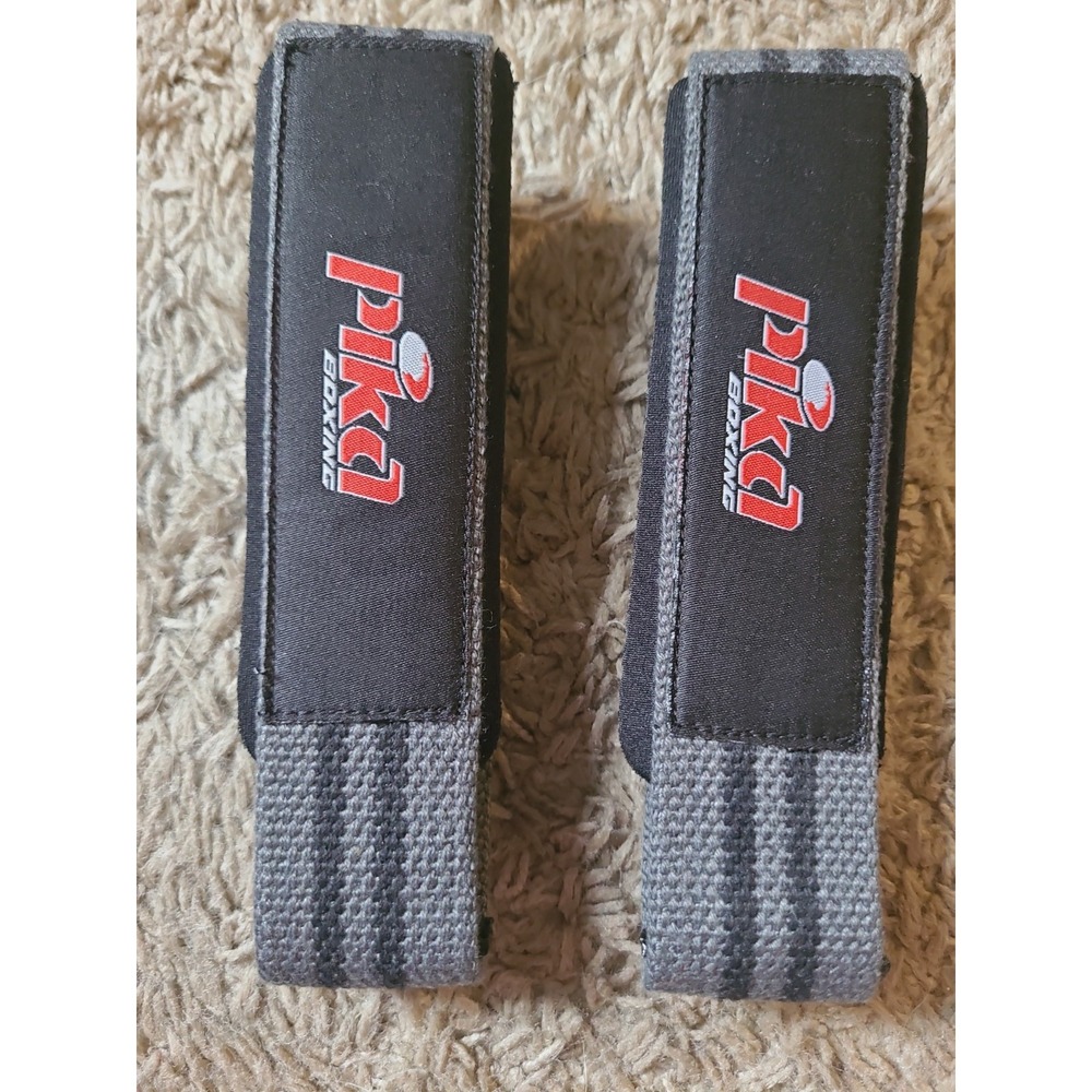 Pika Boxing Wrist Straps Hand Wraps Gray Woven Heavy Duty Weight Lifting Grip